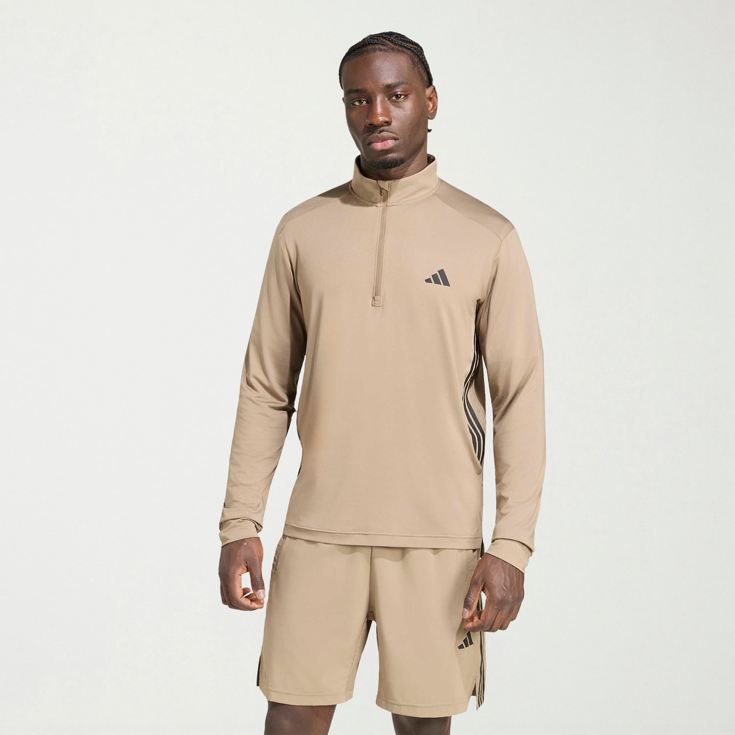 adidas Tech Essentials Mens Mock Neck Long Sleeve Quarter-Zip Pullover