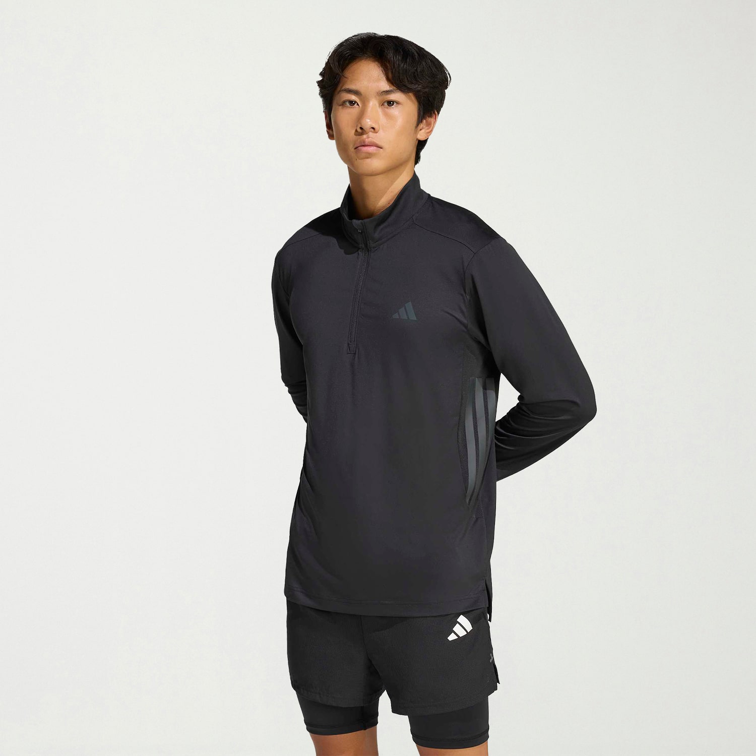 adidas Tech Essentials Mens Mock Neck Long Sleeve Quarter-Zip Pullover