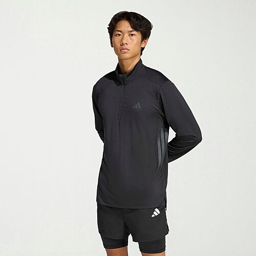 adidas Tech Essentials Mens Mock Neck Long Sleeve Quarter-Zip Pullover, Medium, Black