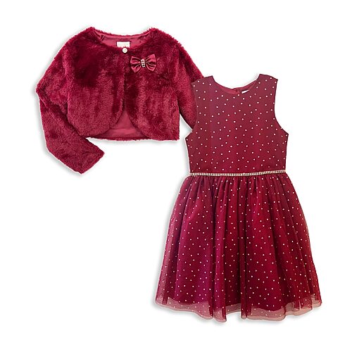 Blueberi Boulevard Little & Big Kid Girls Embellished Fitted 2-pc. Dress Set In Red