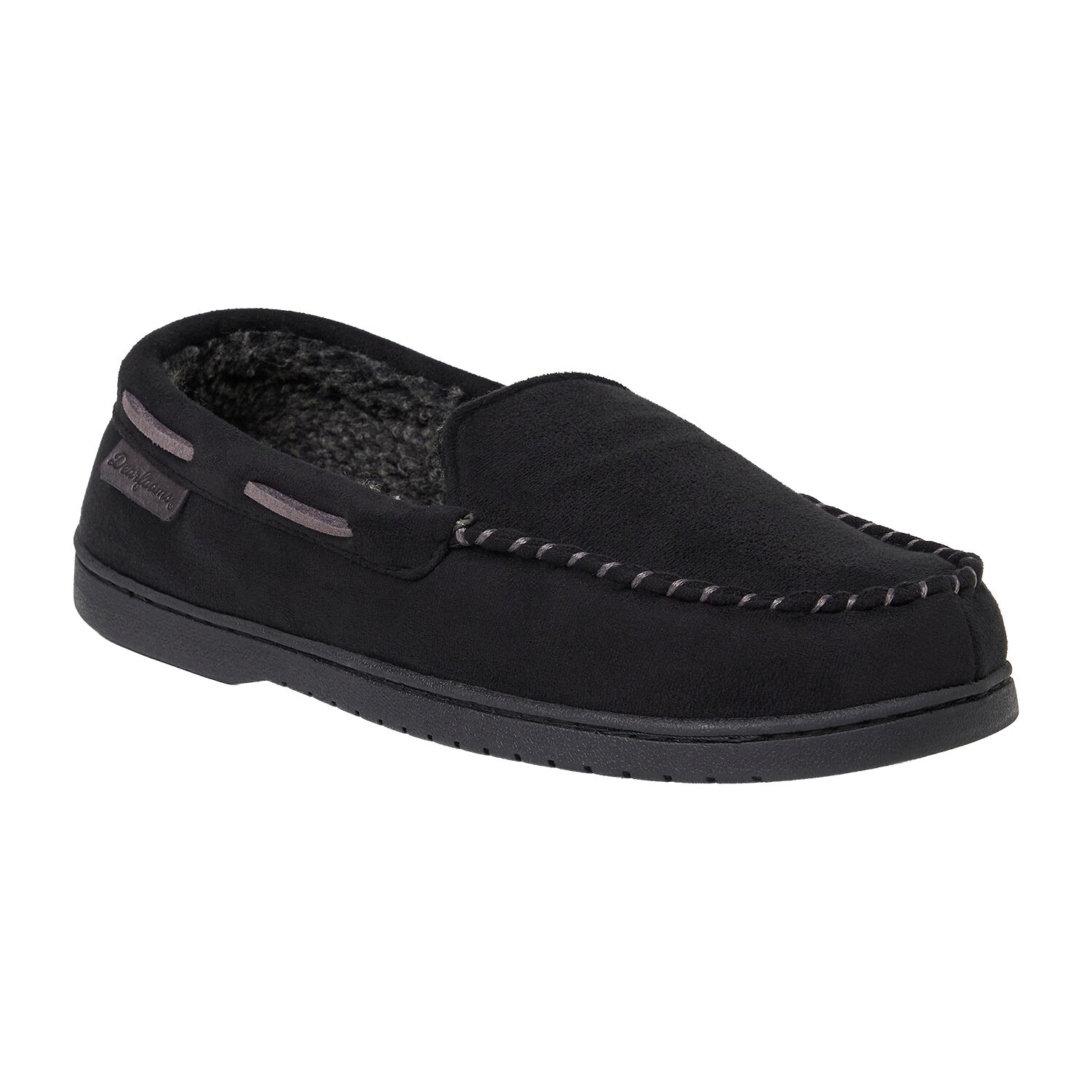 Dearfoams Keaton Perforated Microfiber Suede Moc W Whipstitch Mens Moccasin Slippers