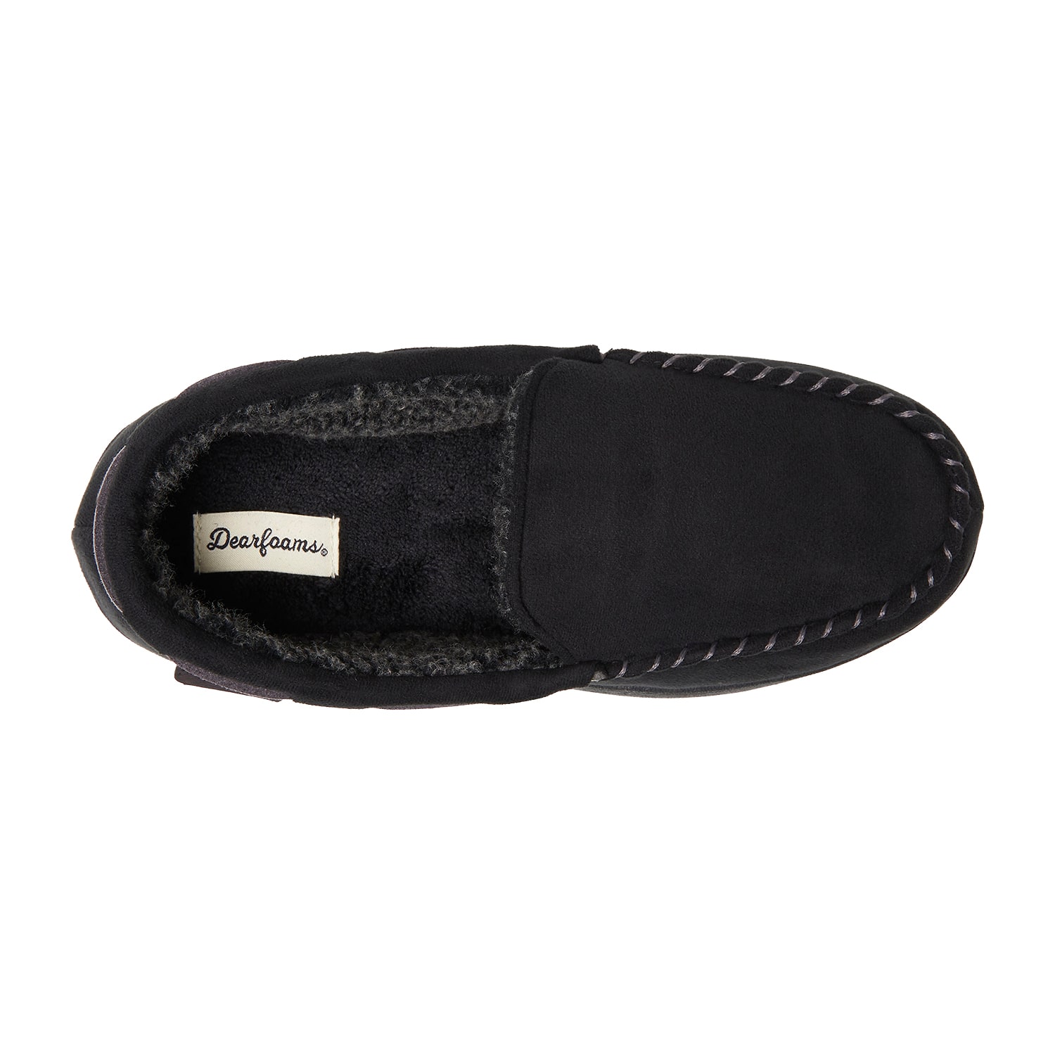 Dearfoams Keaton Perforated Microfiber Suede Moc W Whipstitch Mens Moccasin Slippers