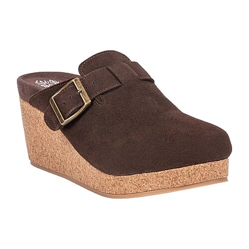 Gc Shoes Women's Madison Platform-Wedge Buckle Faux Suede Mule Clogs - Brown