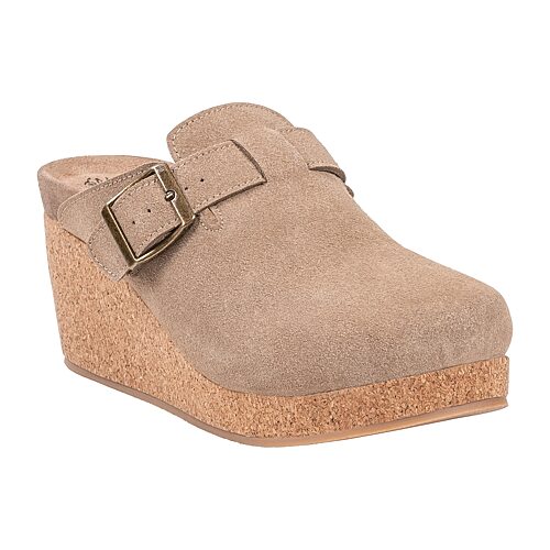 Gc Shoes Women's Madison Platform-Wedge Buckle Faux Suede Mule Clogs - Taupe