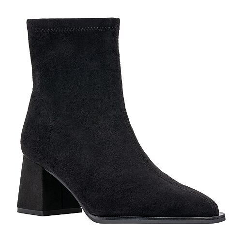 Gc Shoes Women's Rolette Block-Heel Square-Toe Faux Suede Booties - Black Suede