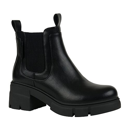 Gc Shoes Women's William Pull Tab Lug Sole Chelsea Booties - Black