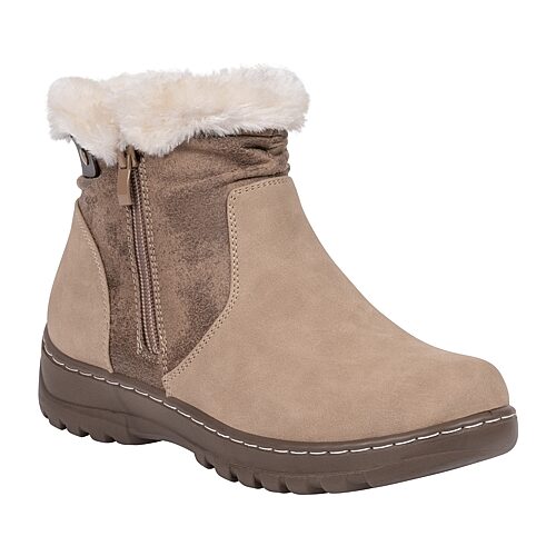 Gc Shoes Women's Wesley Faux Leather Faux-Fur Cuff Side Zipper Ankle Boots - Taupe