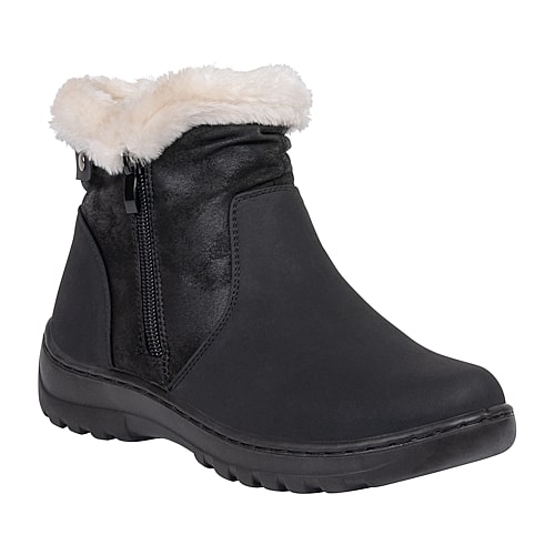 Gc Shoes Women's Wesley Faux Leather Faux-Fur Cuff Side Zipper Ankle Boots - Black