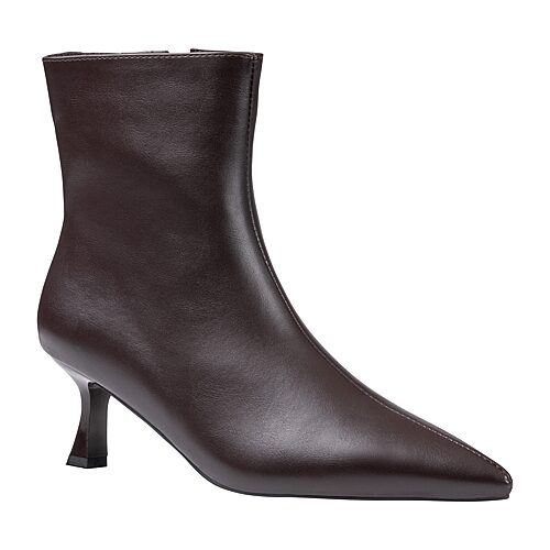 Gc Shoes Women's Rilan Kitten Heel Pointed Toe Faux Leather Booties - Brown