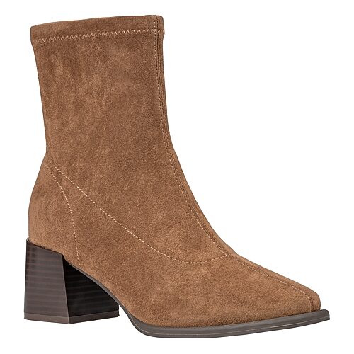 Gc Shoes Women's Memphis Square Toe Block Heel Ankle Bootie - Camel