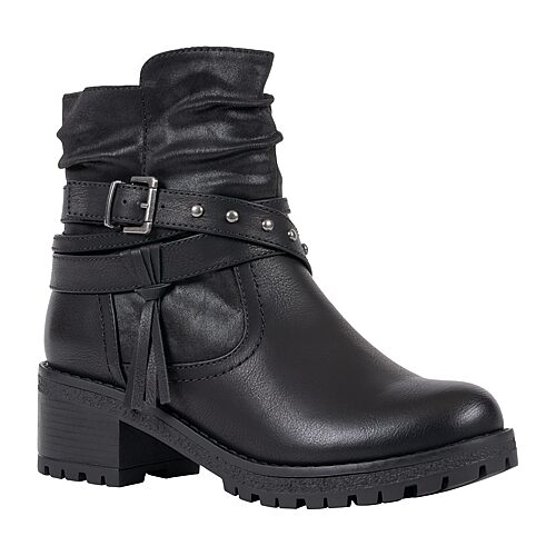 Gc Shoes Women's Pauline Faux Leather Studded Block-Heel Ankle Bootie - Black