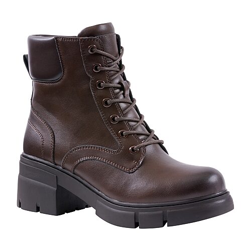 GC Shoes Womens Marley Flat Heel Combat Boots, 8 Medium, Brown