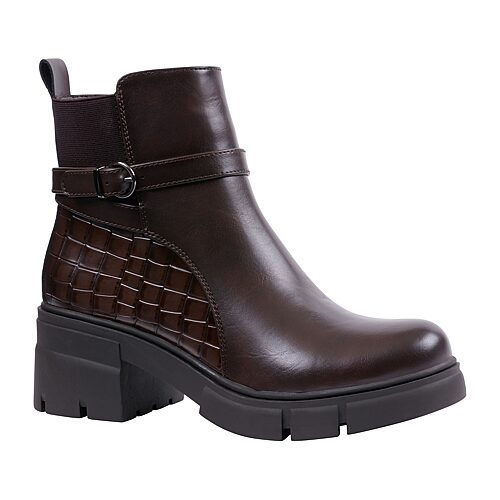 GC Shoes Womens Tory Block Heel Booties, 8 Medium, Brown