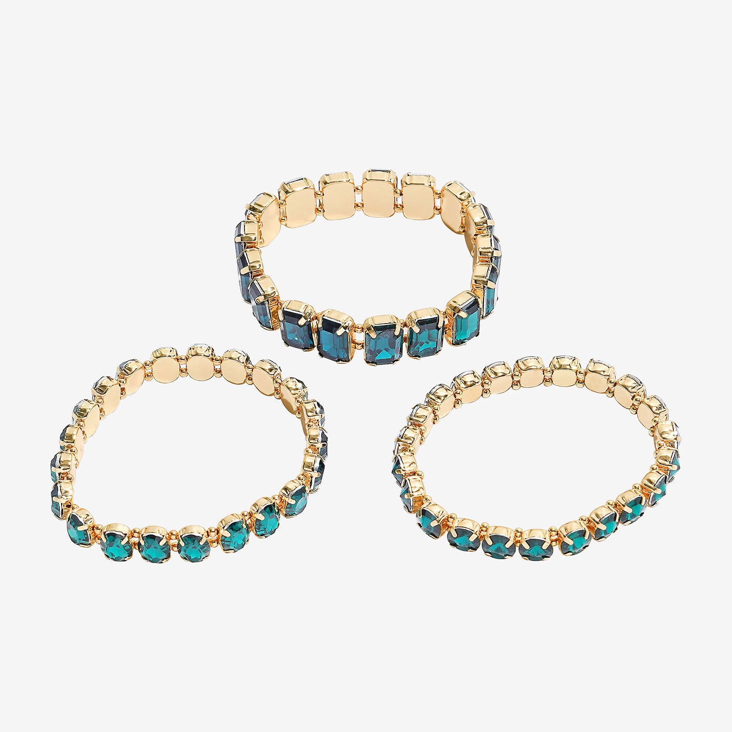 Bijoux Bar Womens Green Glass Stretch Bracelet