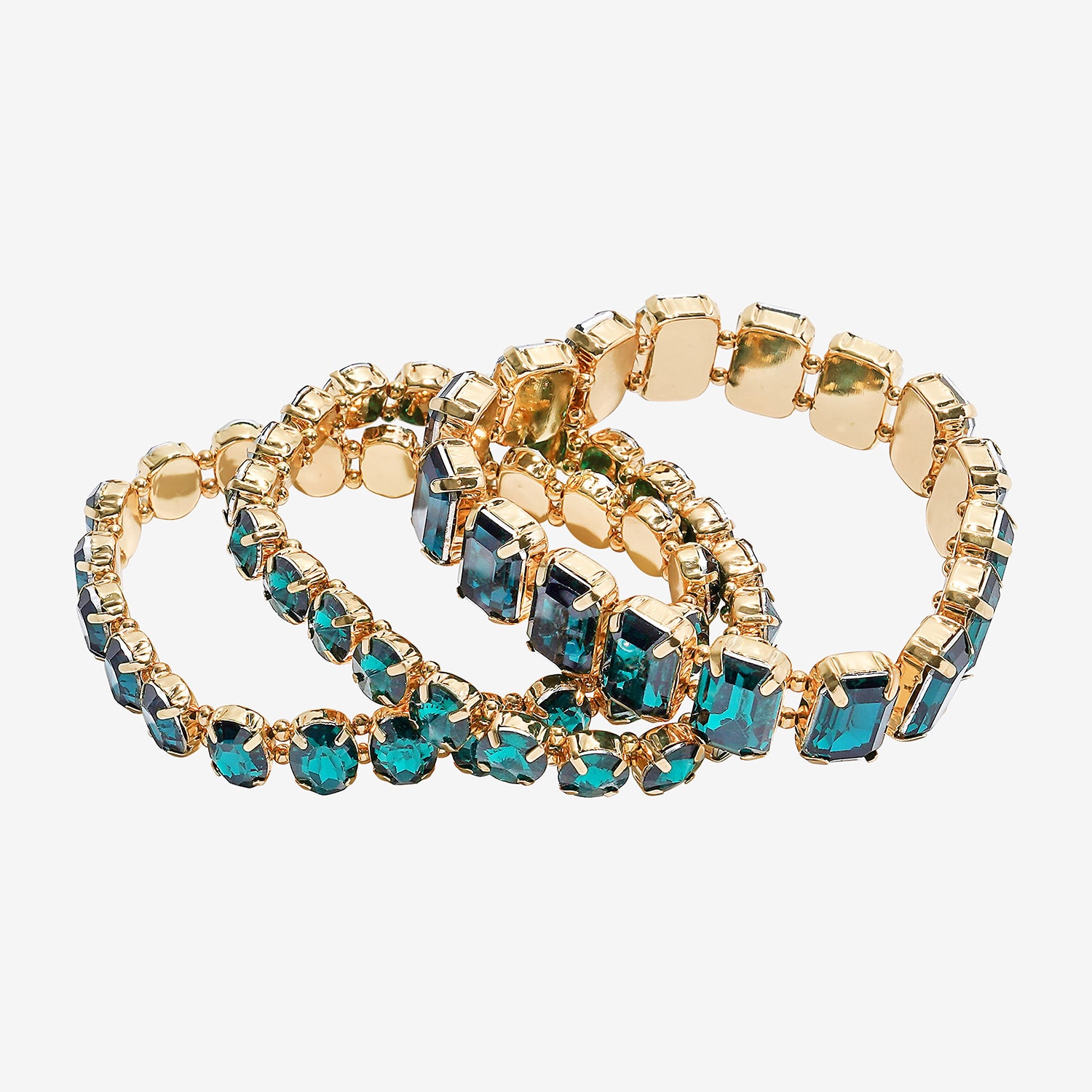 Bijoux Bar Womens Green Glass Stretch Bracelet