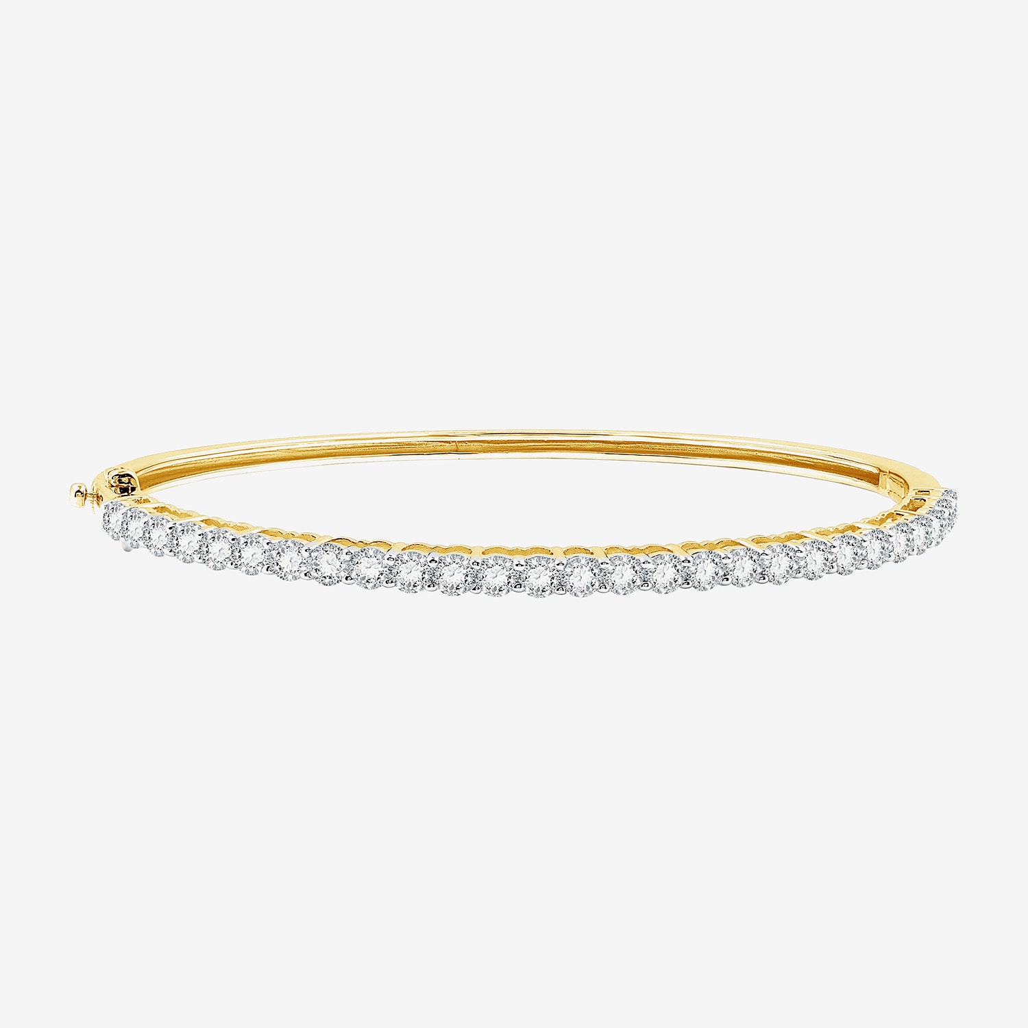 (G / Si1-Si2) Womens 3 CT. T.W. Lab Grown White Diamond Sterling Silver Round Bangle Bracelet