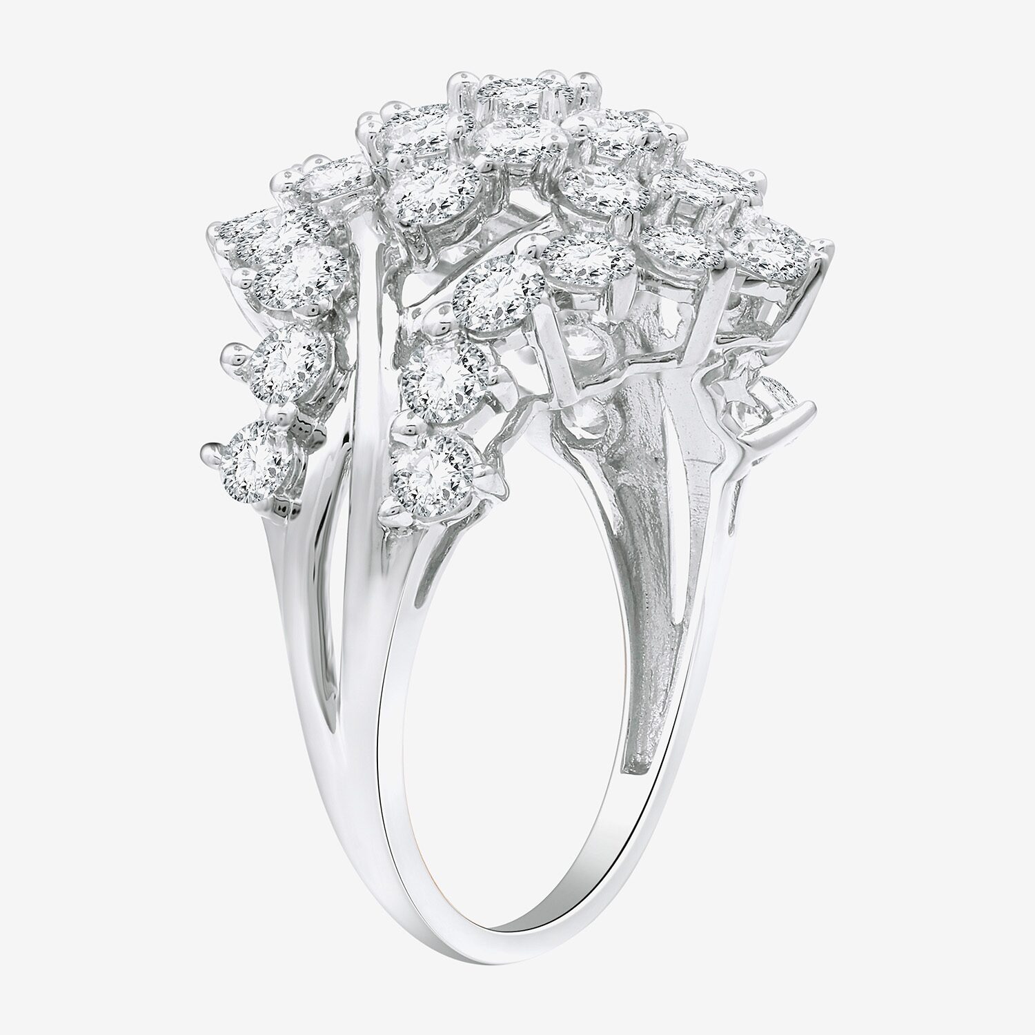 G/ Si1-Si2 Womens 3 CT. T.W. Lab Grown White Diamond 14K Gold Over Silver Cluster Cocktail Ring