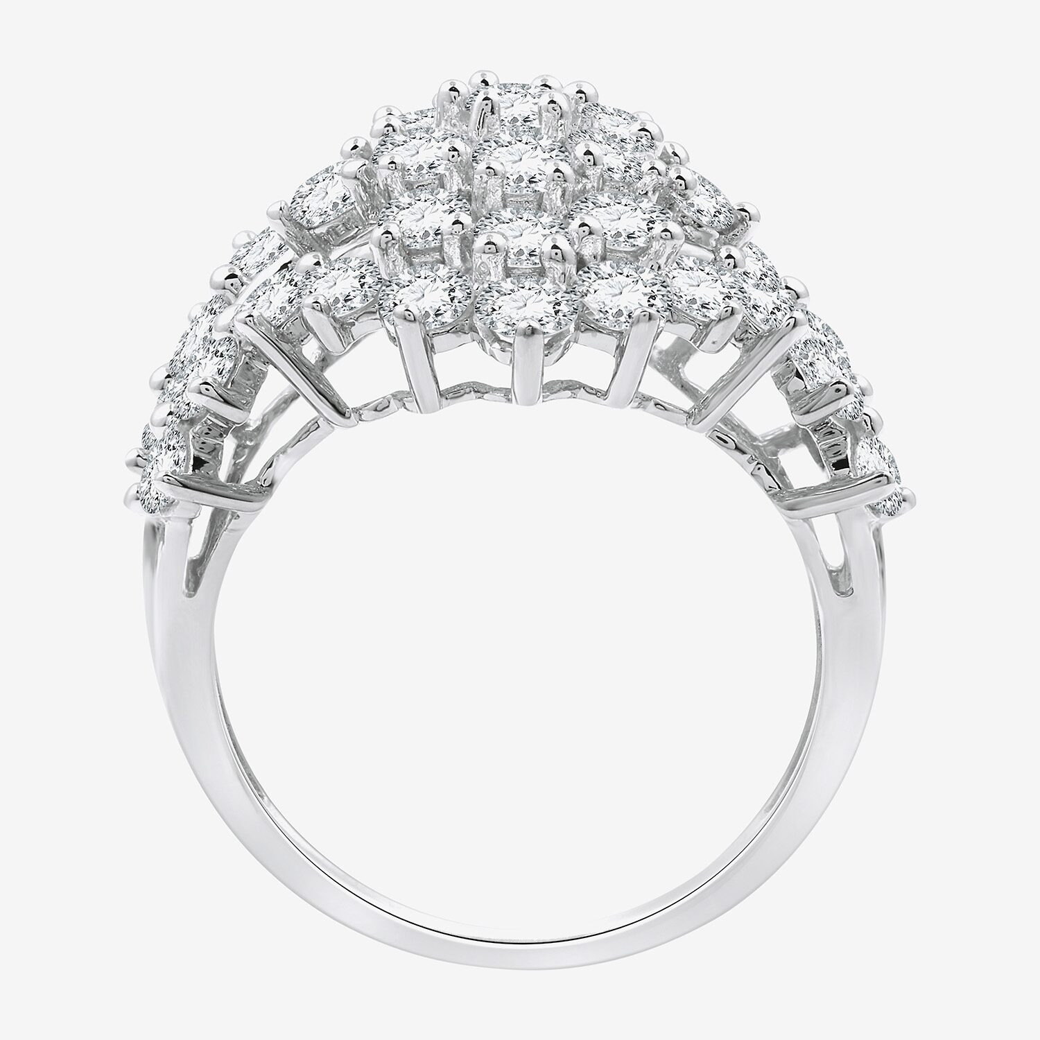 G/ Si1-Si2 Womens 3 CT. T.W. Lab Grown White Diamond 14K Gold Over Silver Cluster Cocktail Ring