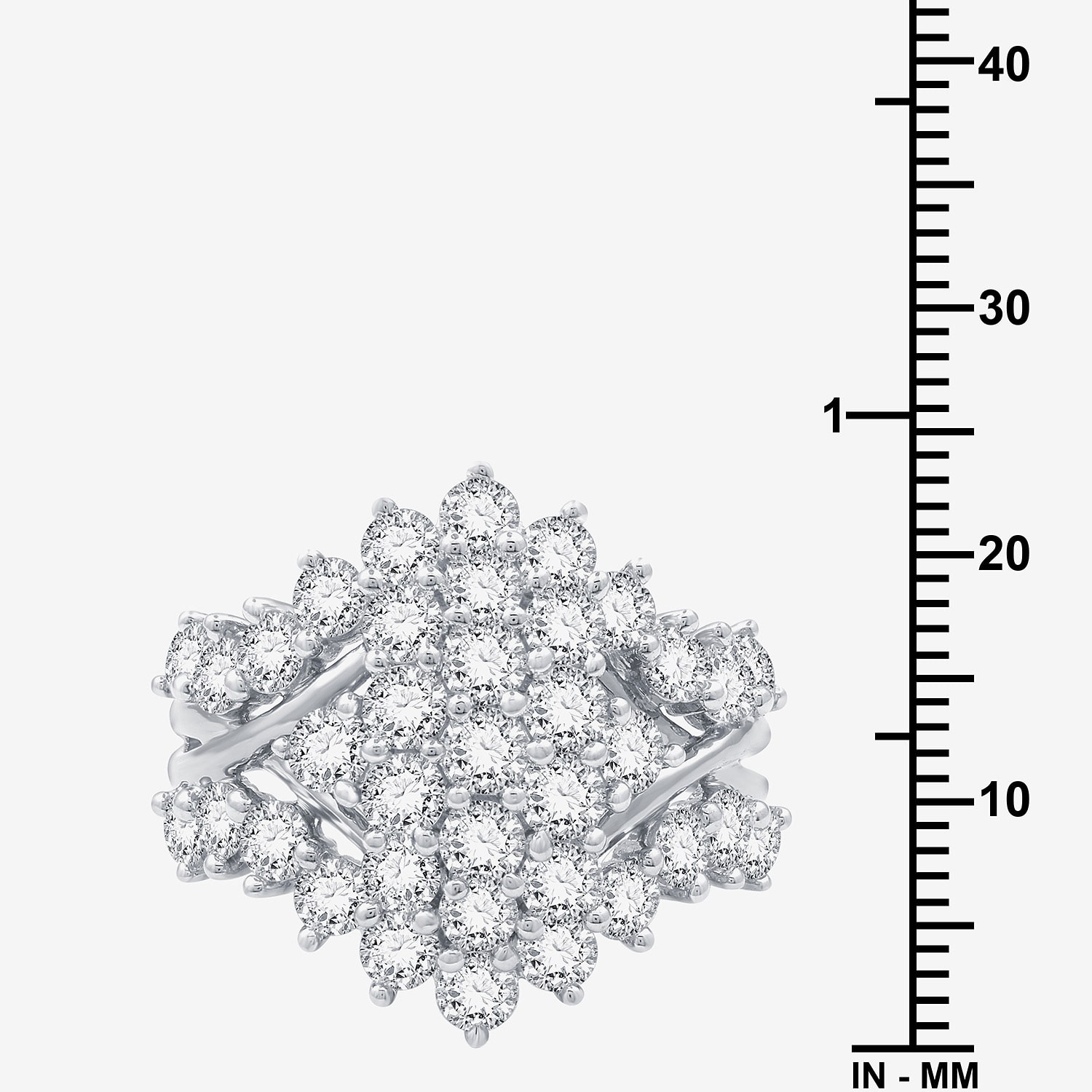 G/ Si1-Si2 Womens 3 CT. T.W. Lab Grown White Diamond 14K Gold Over Silver Cluster Cocktail Ring