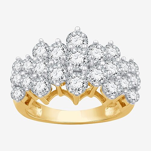 (G, Si1-Si2) Womens 3 CT. T.W. Lab Grown White Diamond Sterling Silver Cocktail Ring, 8, Yellow
