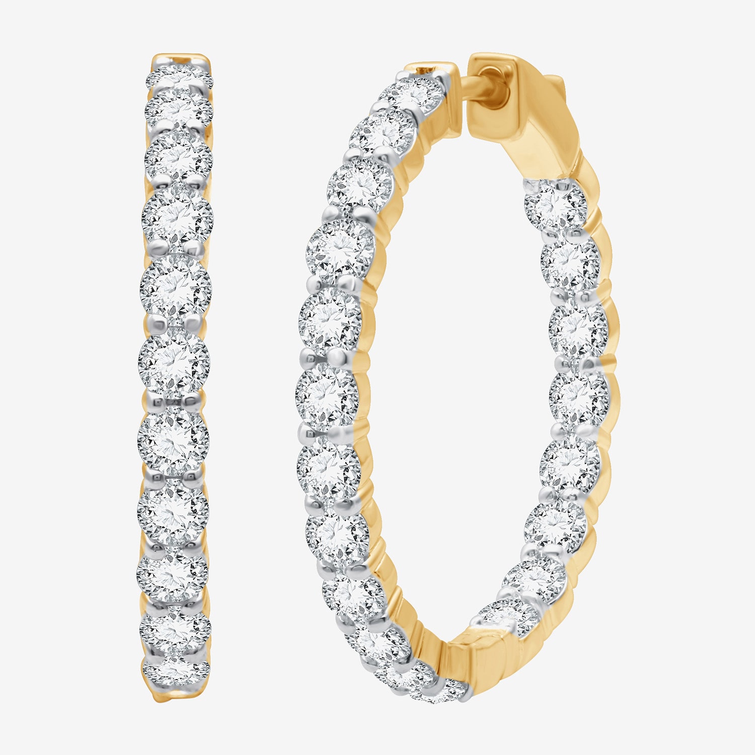 (F, Si1-Si2) Womens 4 CT. T.W. Lab Grown White Diamond Sterling Silver 29mm Round Hoop Earrings