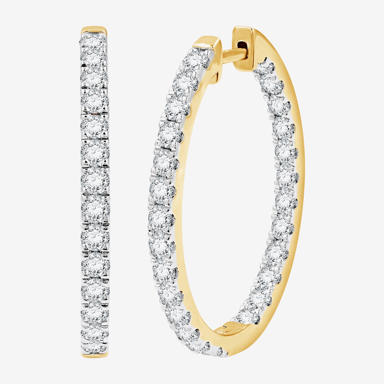 (G, Si1-Si2) Womens 3 CT. T.W. Lab Grown White Diamond Sterling Silver 33.7mm Hoop Earrings