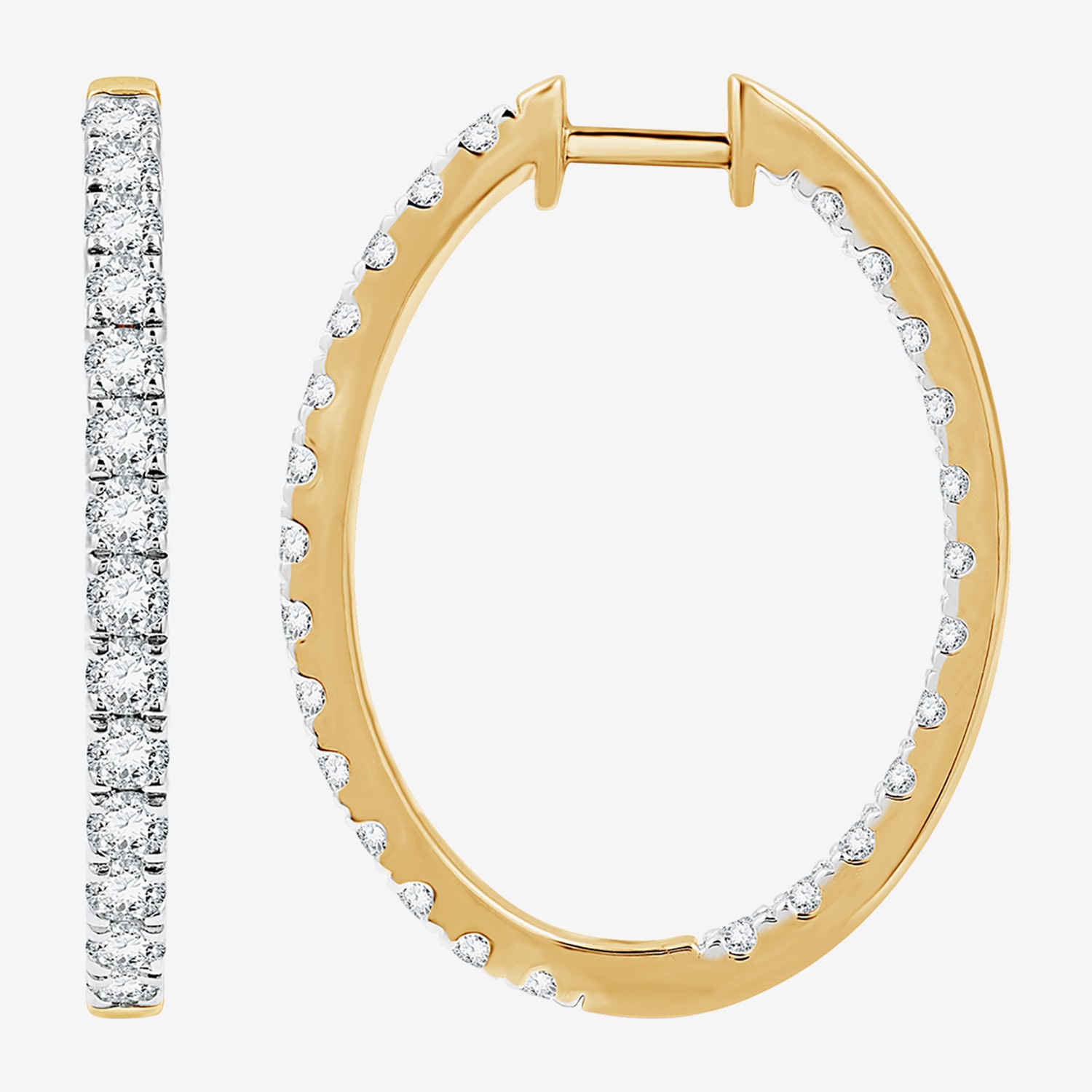 (G, Si1-Si2) Womens 3 CT. T.W. Lab Grown White Diamond Sterling Silver 33.7mm Hoop Earrings