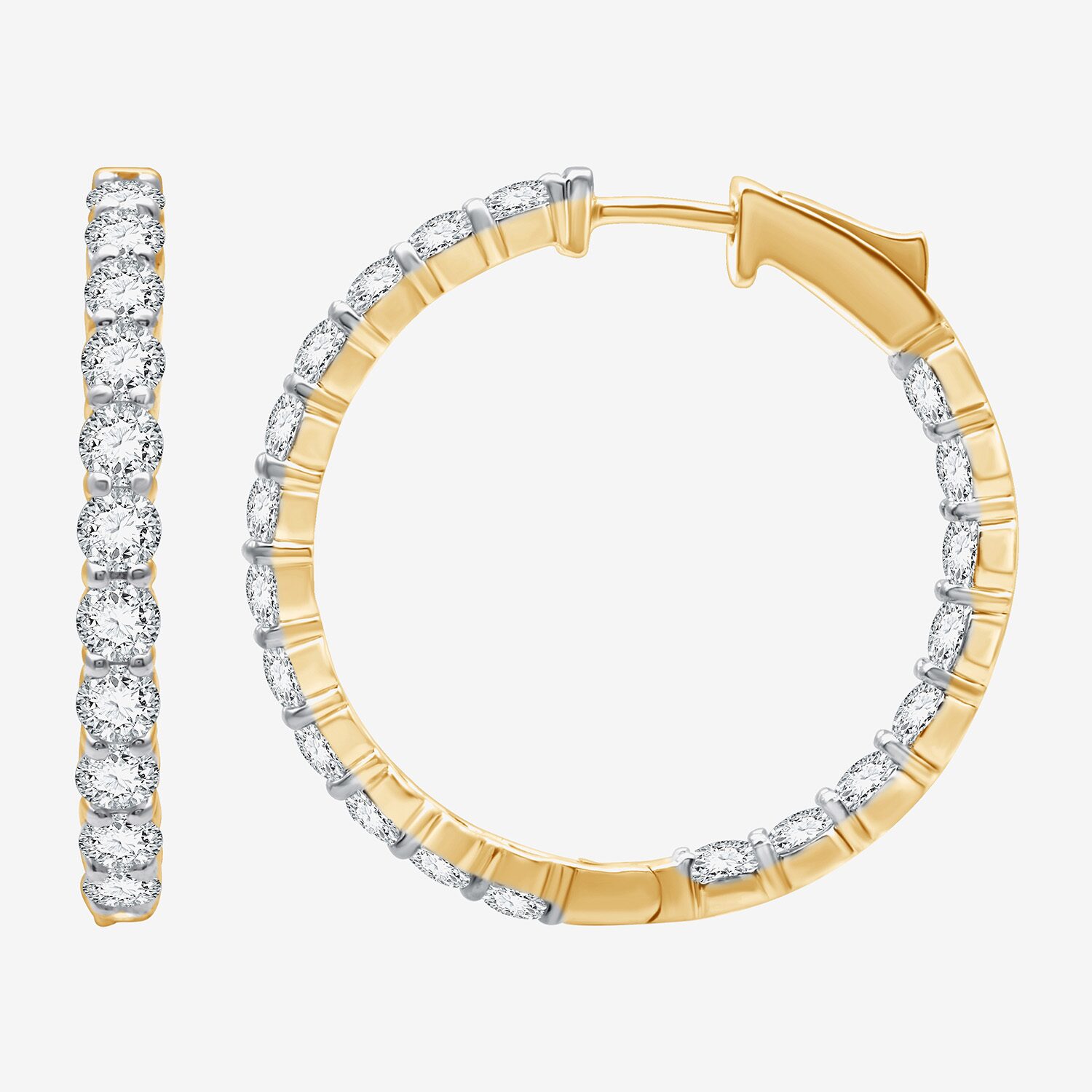 (F, Si1-Si2) Womens 4 CT. T.W. Lab Grown White Diamond Sterling Silver 29mm Round Hoop Earrings