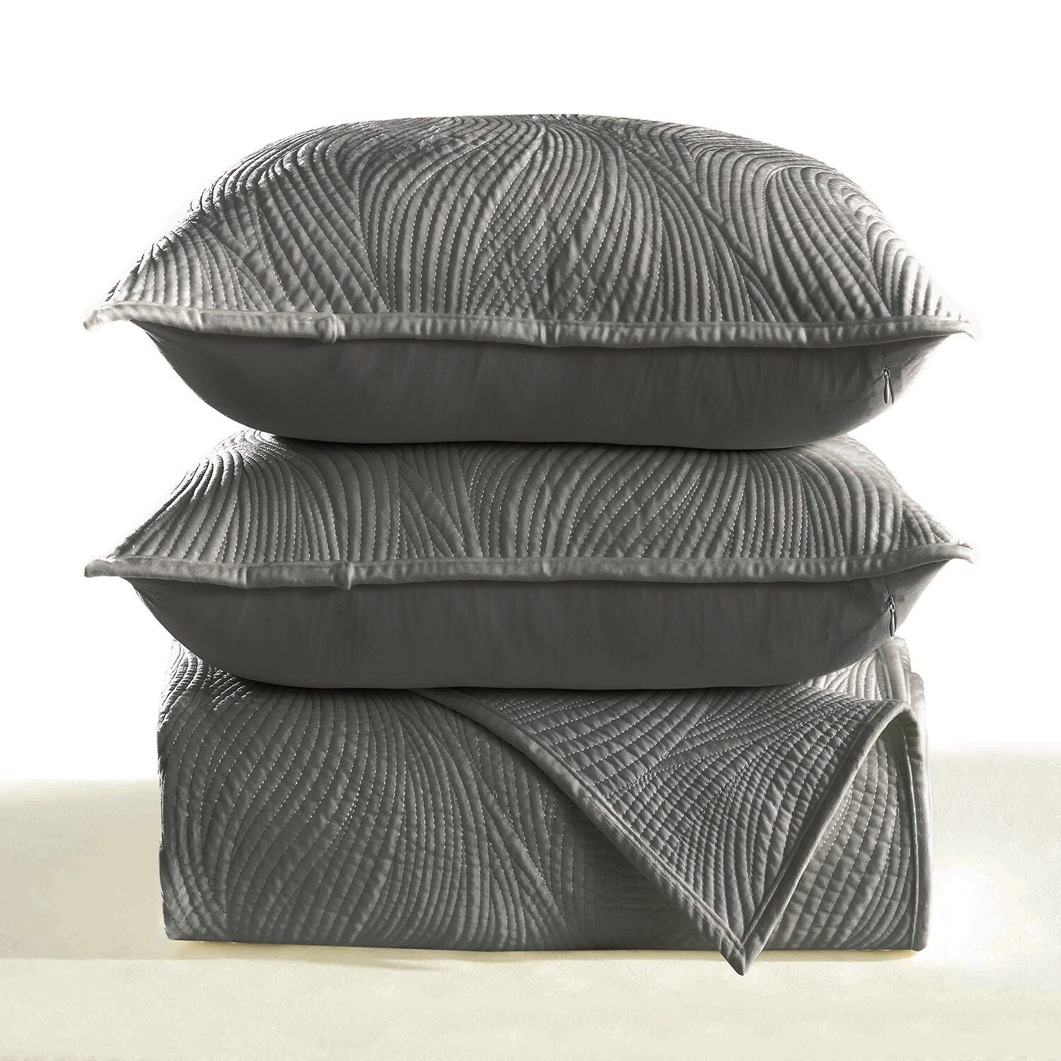 Pointehaven Scroll Design Oversized Velvet 2-pc. Quilt Set