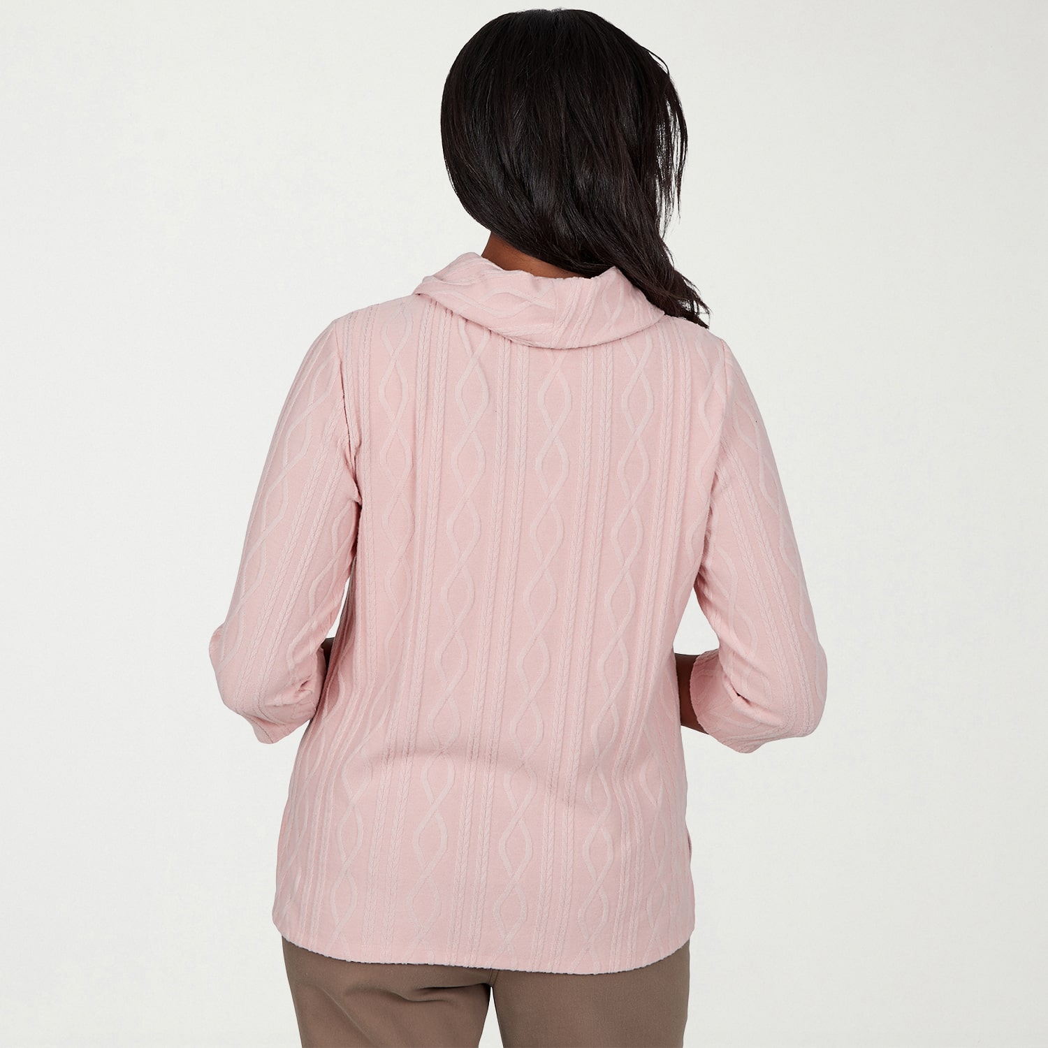 Alfred Dunner Sunset Ridge Womens Cowl Neck 3/4 Sleeve T-Shirt