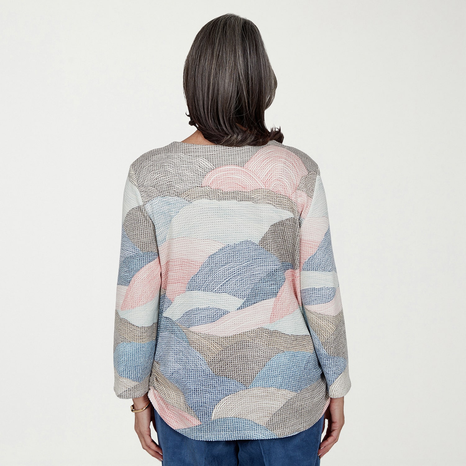 Alfred Dunner Sunset Ridge Womens Crew Neck 3/4 Sleeve T-Shirt