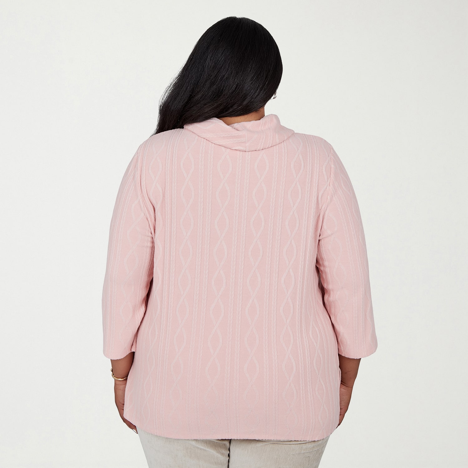 Alfred Dunner Sunset Ridge Womens Plus Cowl Neck 3/4 Sleeve T-Shirt