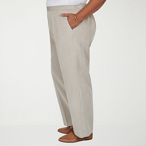 Alfred Dunner Sunset Ridge Womens Plus Comfort Waistband Straight Corduroy Pant, 24w Short, Beige
