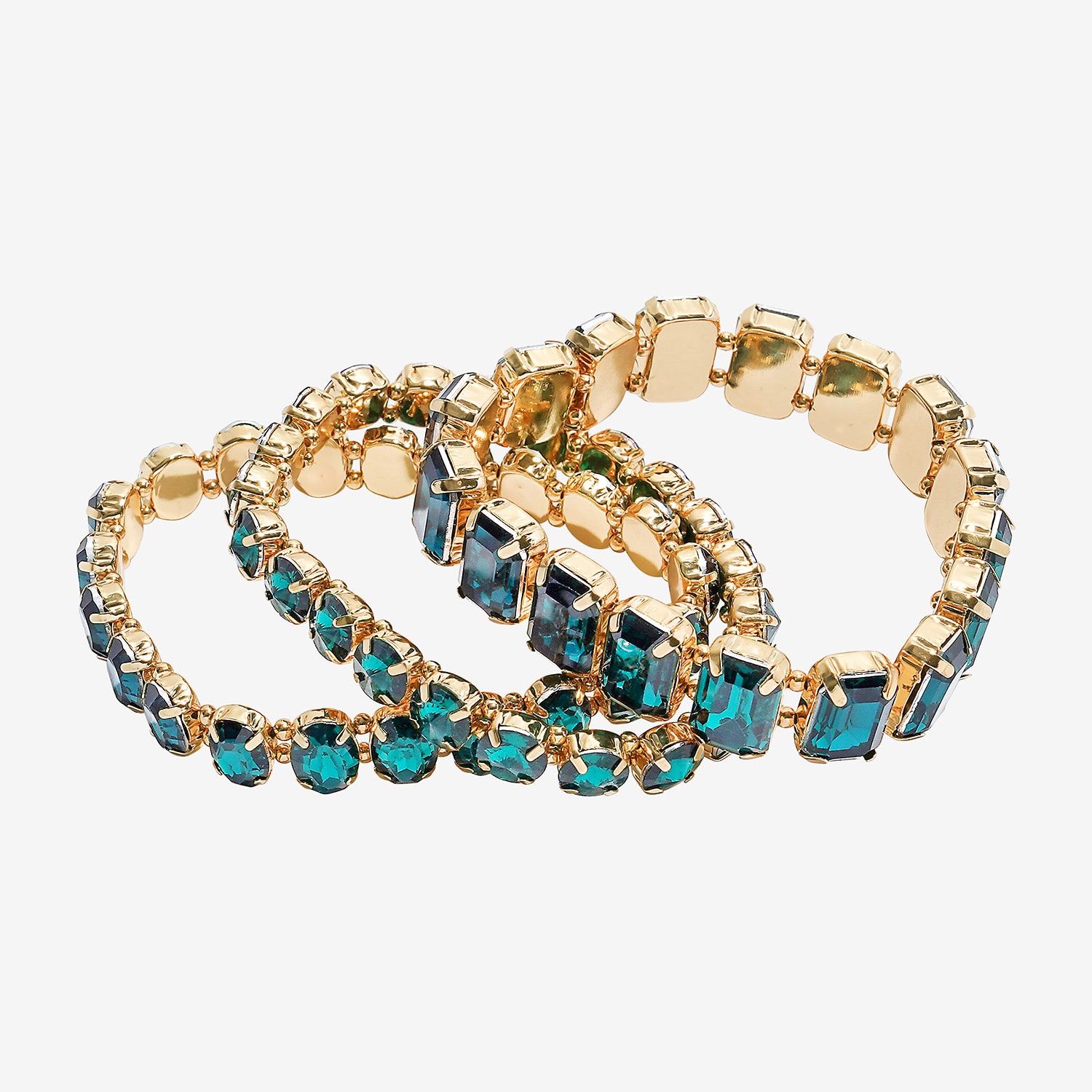 Bijoux Bar Womens Green Glass Stretch Bracelet