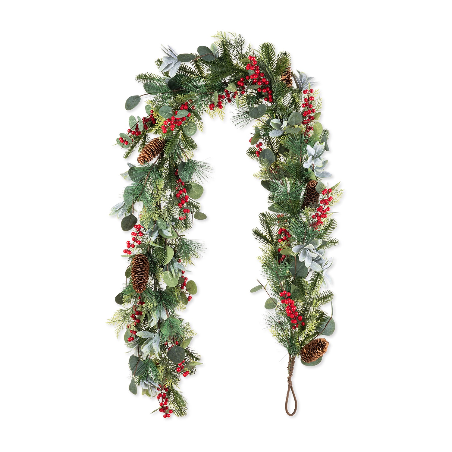 Glitzhome 6ft Berry And Pinecone Eucalyptus Christmas Indoor Garland