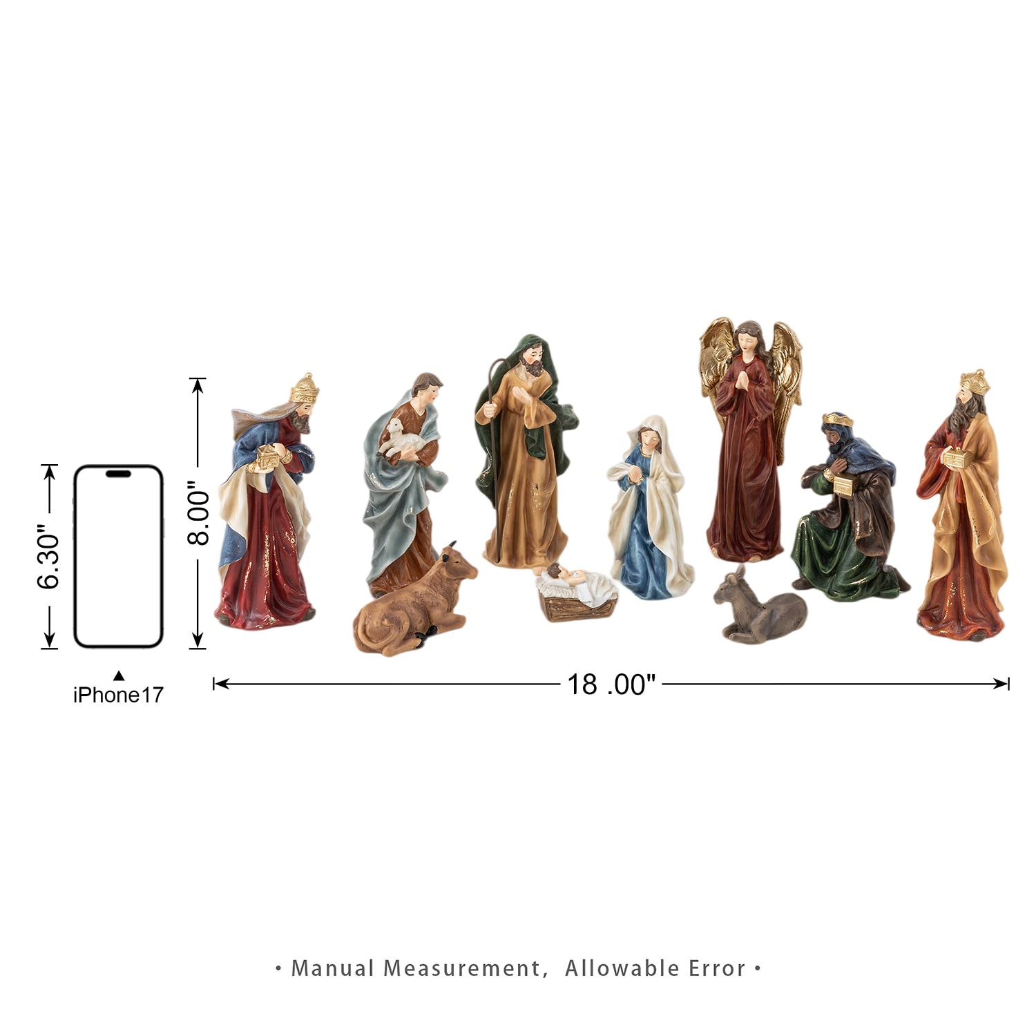 Glitzhome 8" Resin Figurine 10-pc. Nativity Set