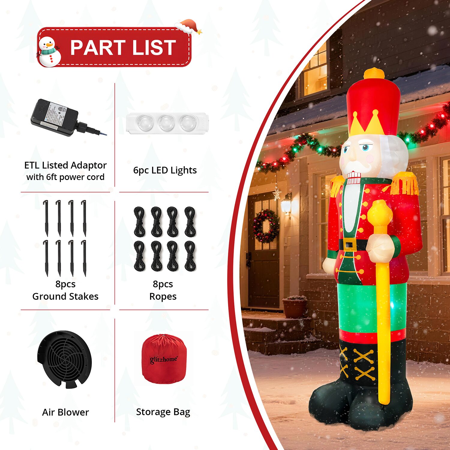 Glitzhome 15ft Lighted Nutcracker Christmas Inflatable