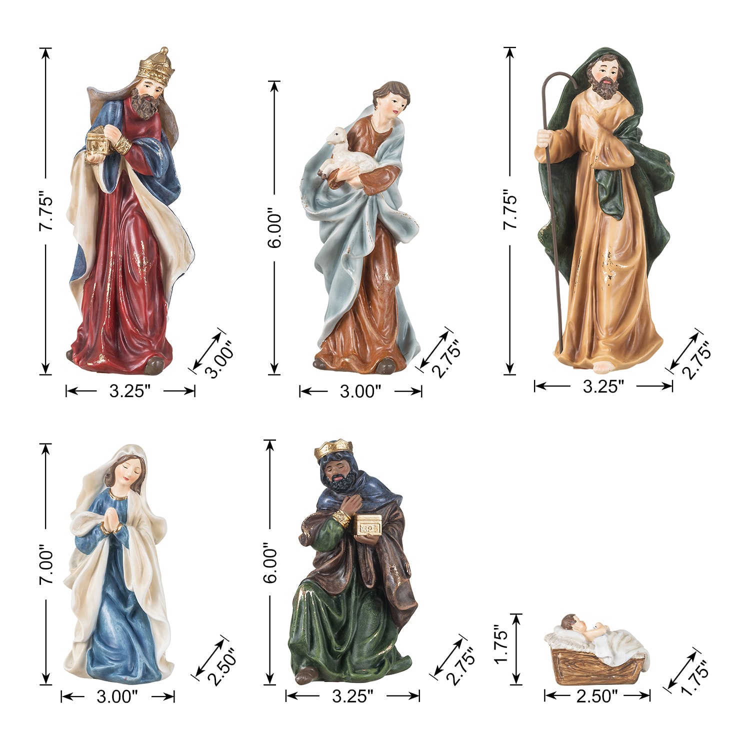 Glitzhome 8" Resin Figurine 10-pc. Nativity Set
