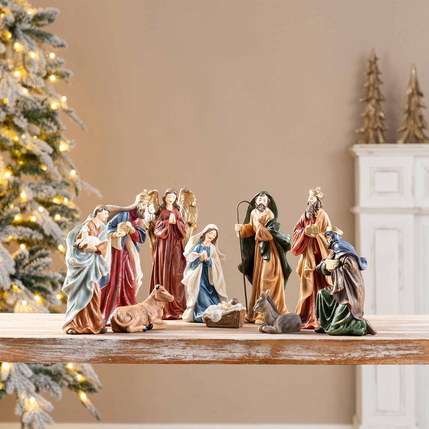 Glitzhome 8" Resin Figurine 10-pc. Nativity Set