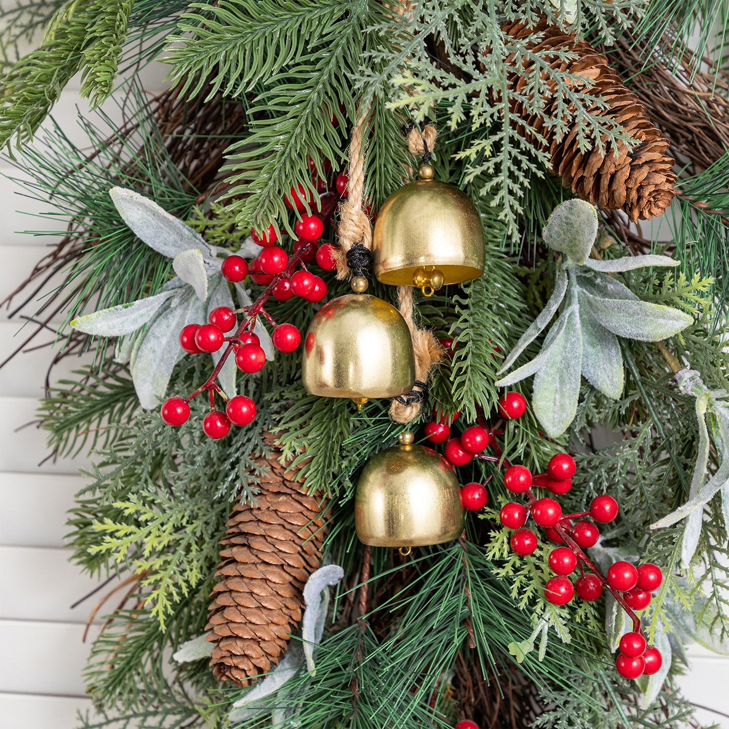 Glitzhome Berry Pinecone And Bell 2-pc. Floral Arrangement