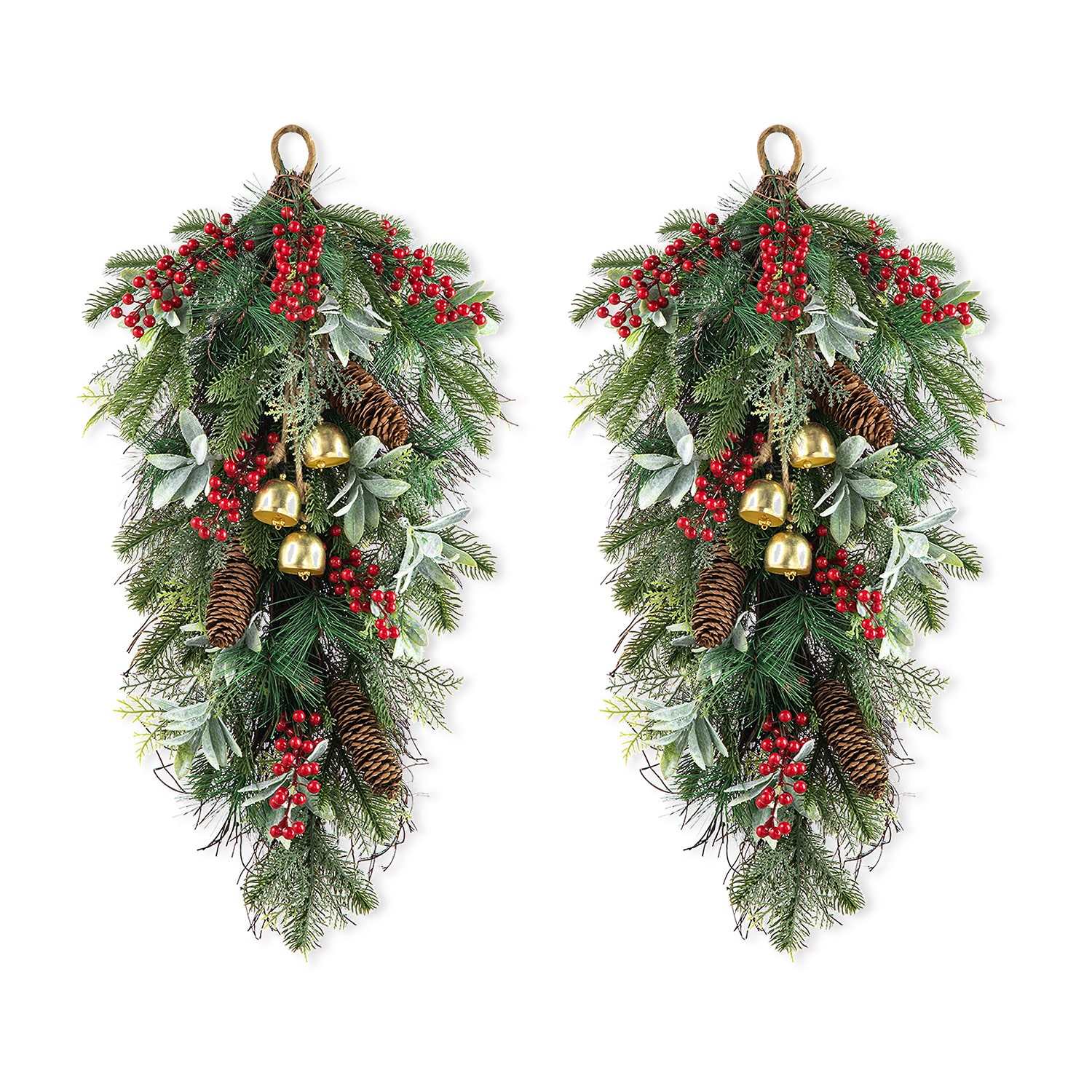 Glitzhome Berry Pinecone And Bell 2-pc. Floral Arrangement