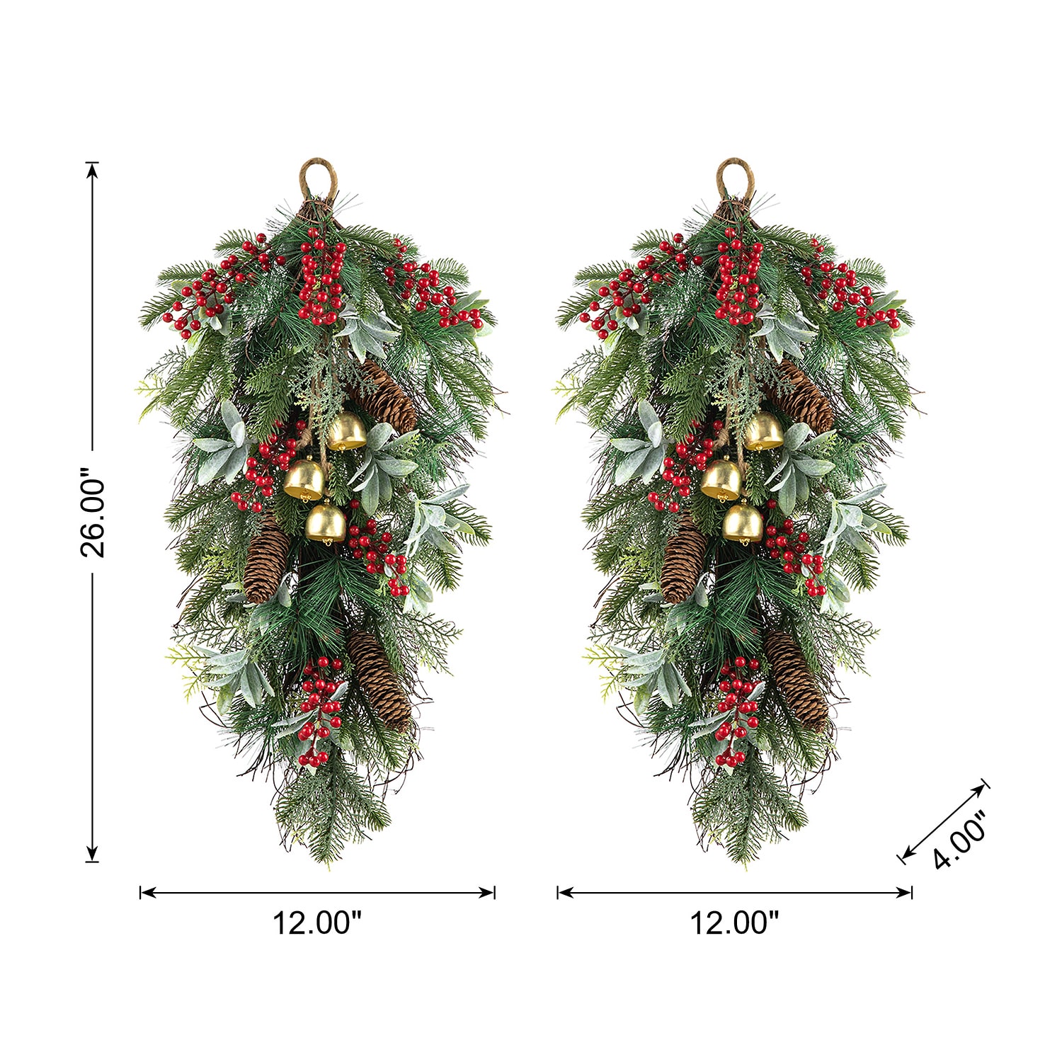Glitzhome Berry Pinecone And Bell 2-pc. Floral Arrangement