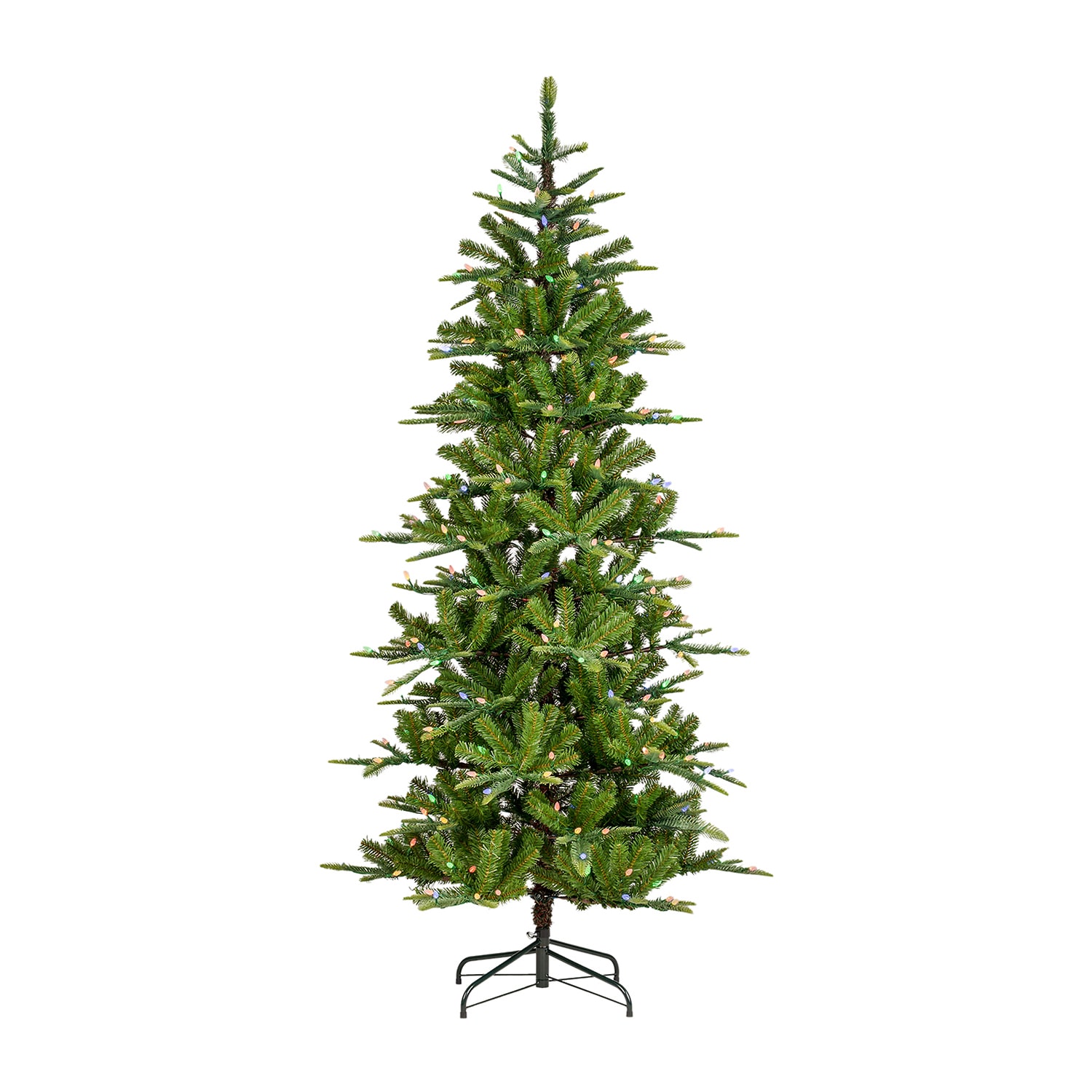 Glitzhome 6.5ft Pre-Lit  Slim Artificial 6 1/2 Foot Pre-Lit Multi-Function Lights Fir Christmas Tree
