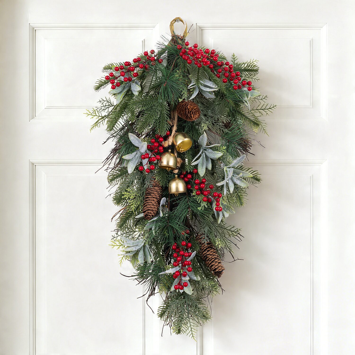 Glitzhome Berry Pinecone And Bell 2-pc. Floral Arrangement