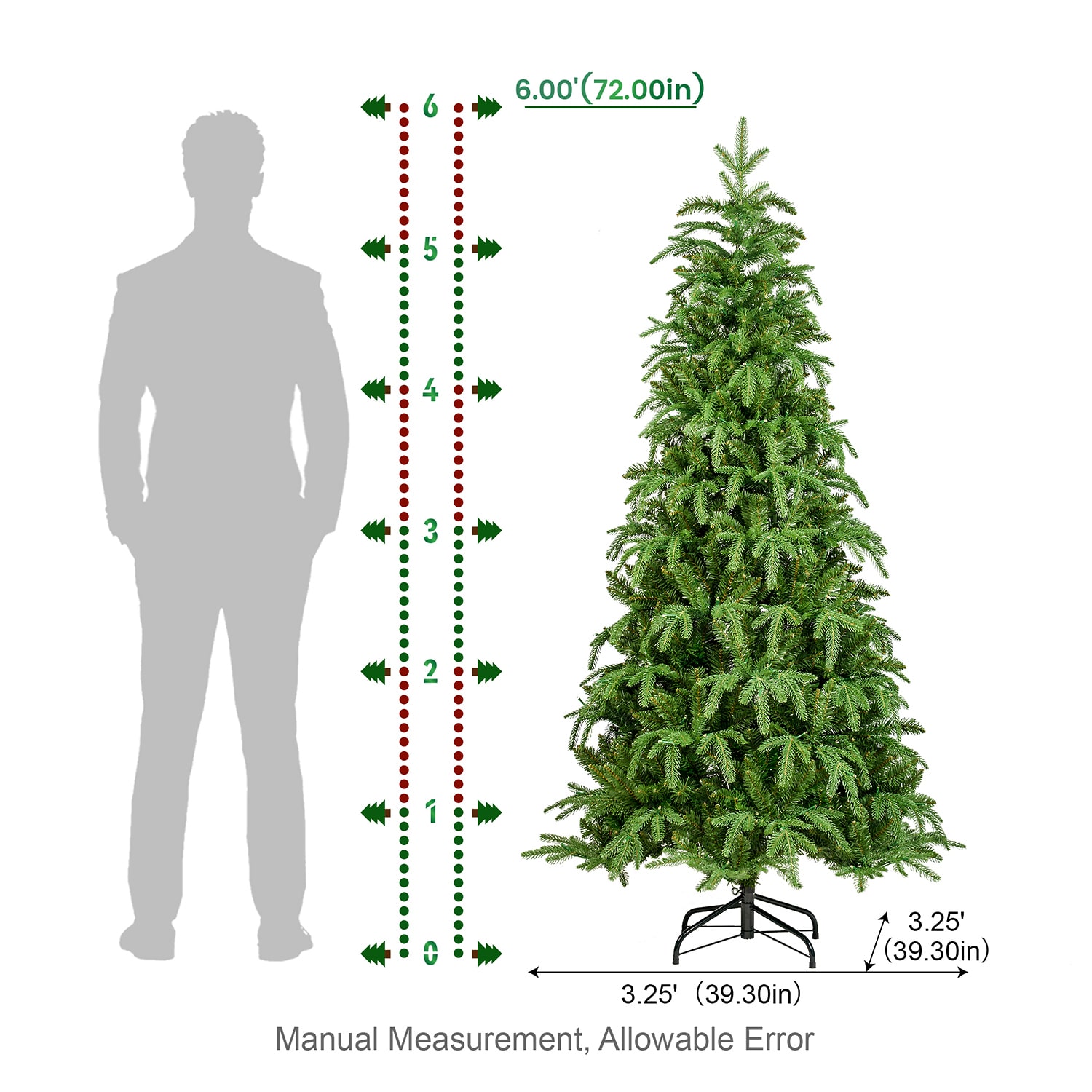 Glitzhome Slim Artificial 6 Foot Pre-Lit Multi-Function Lights Fir Christmas Tree