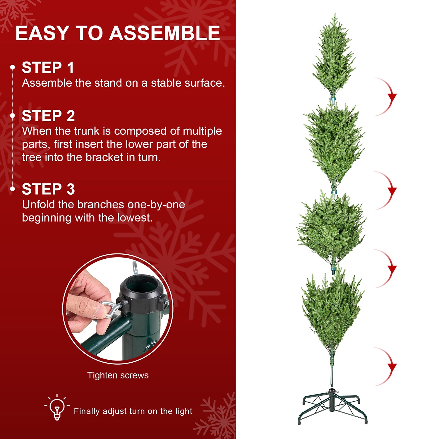 Glitzhome Green Slim Artificial 11 Foot Pre-Lit Multi-Function Lights Fir Christmas Tree