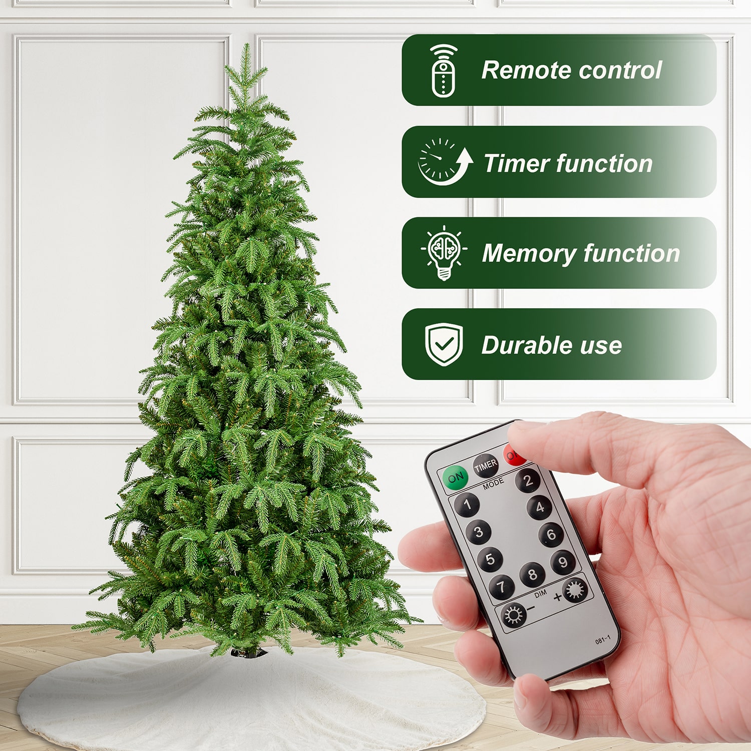 Glitzhome Slim Artificial 6 Foot Pre-Lit Multi-Function Lights Fir Christmas Tree