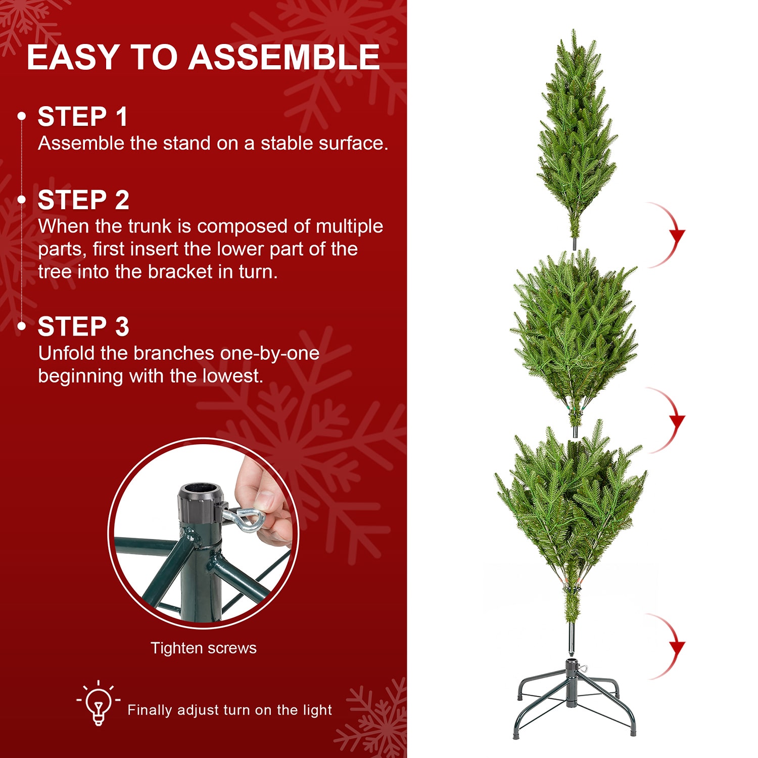 Glitzhome Slim Artificial 6 Foot Pre-Lit Multi-Function Lights Fir Christmas Tree