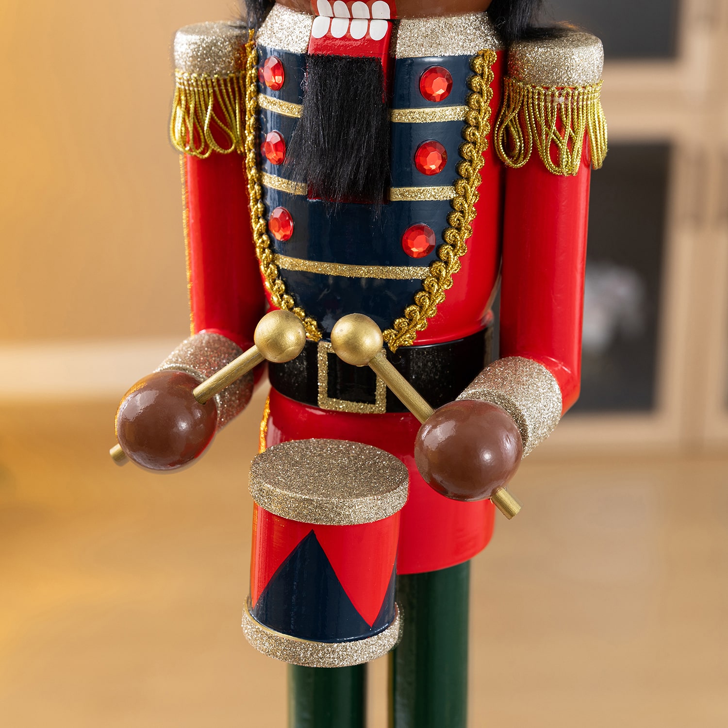 Glitzhome Wooden African Soldier Christmas Nutcracker