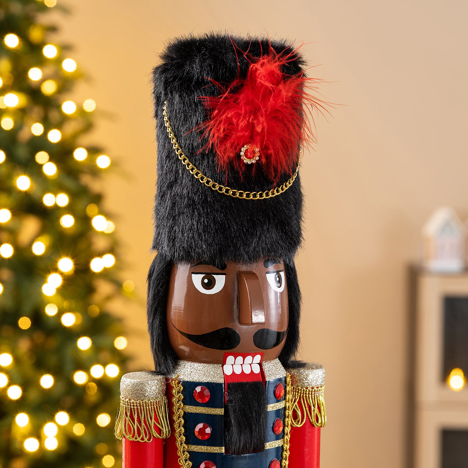 Glitzhome Wooden African Soldier Christmas Nutcracker